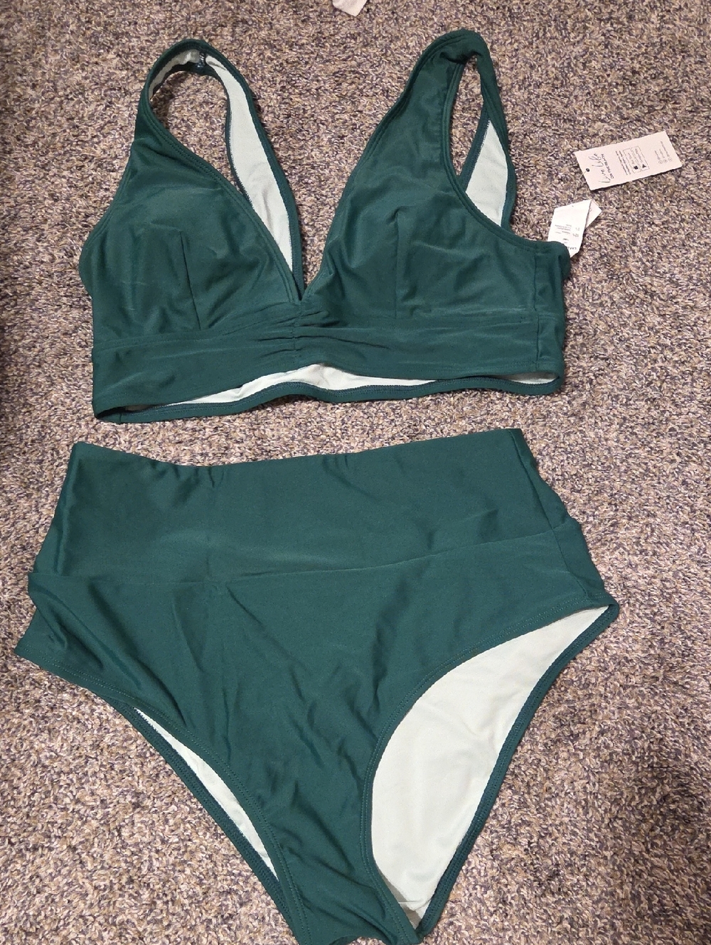 Women's Deep Green High-Waist Bikini Set